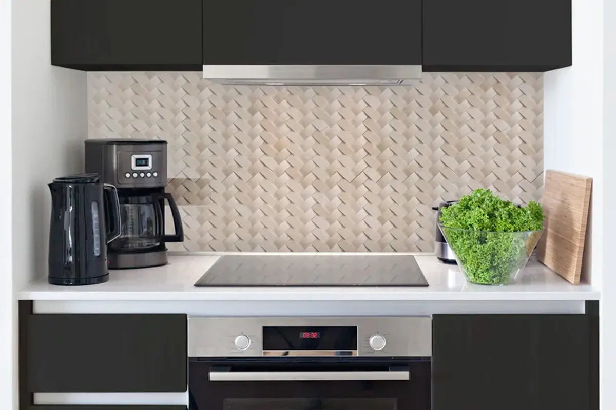 Crema Arched Herringbone 12" X 12" Polished Marble Wall Tile