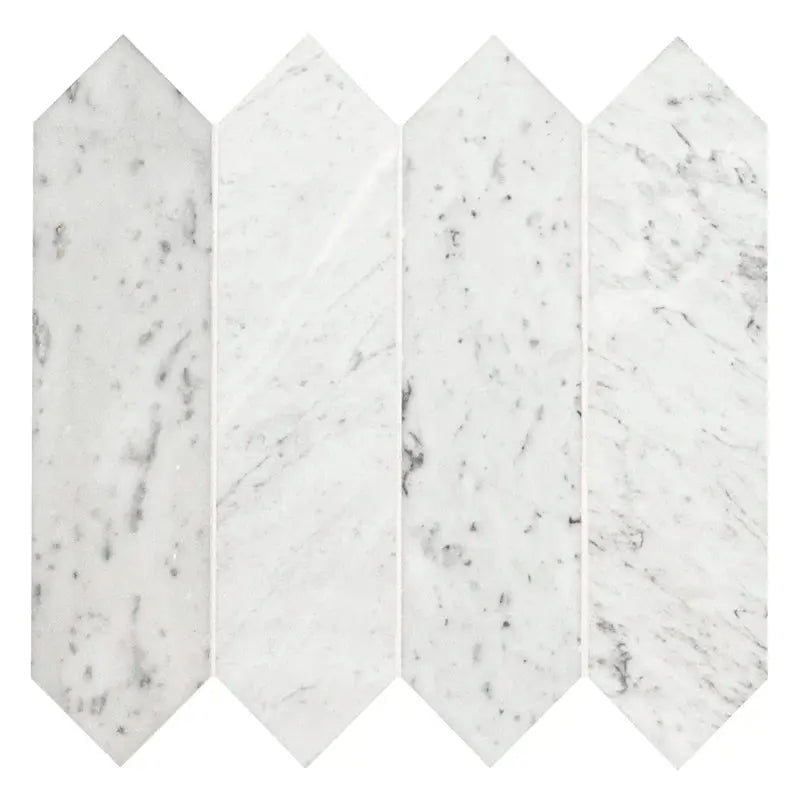 Carrara White Picket 10.63" X 12" Honed Marble Mosaic Tile