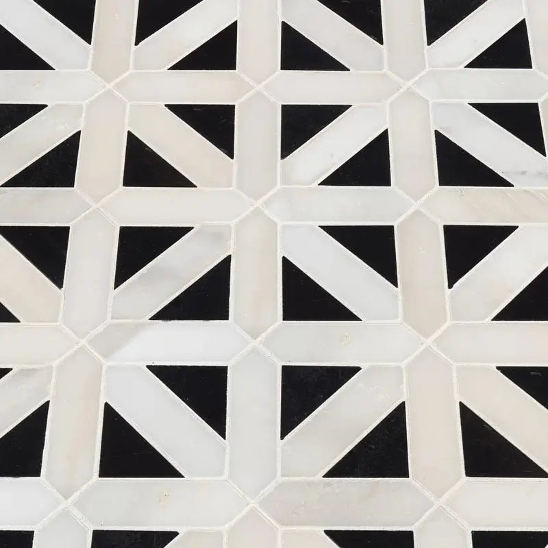 Retro Fretwork 12" X 12" Marble Mosaic Wall & Floor Tile