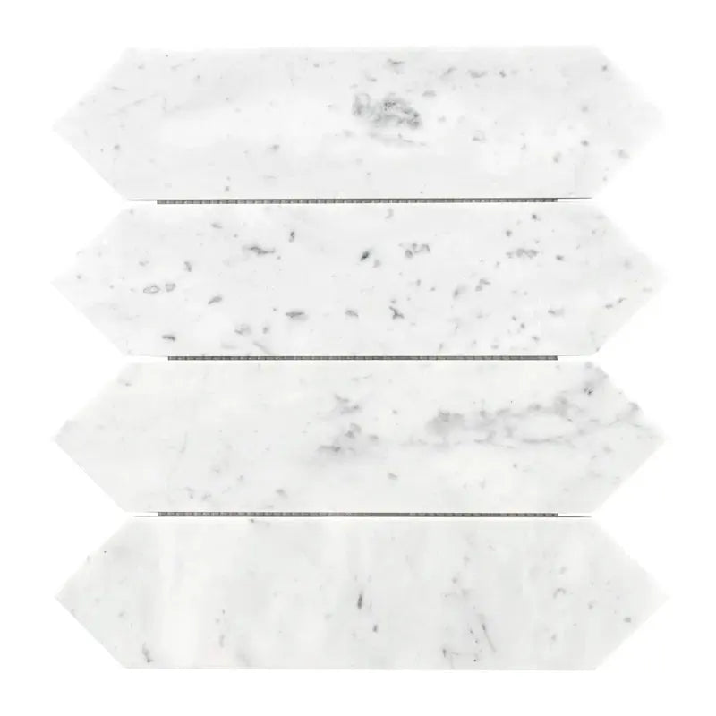 Carrara White Picket 10.63" X 12" Honed Marble Mosaic Tile