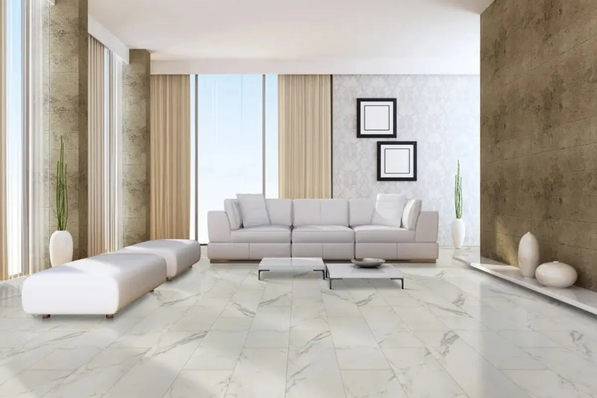 Regallo 12" X 24" Matte Porcelain Marble Look Wall & Floor Tile