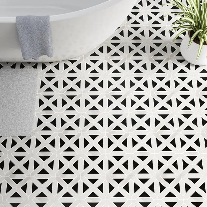 Retro Fretwork 12" X 12" Marble Mosaic Wall & Floor Tile