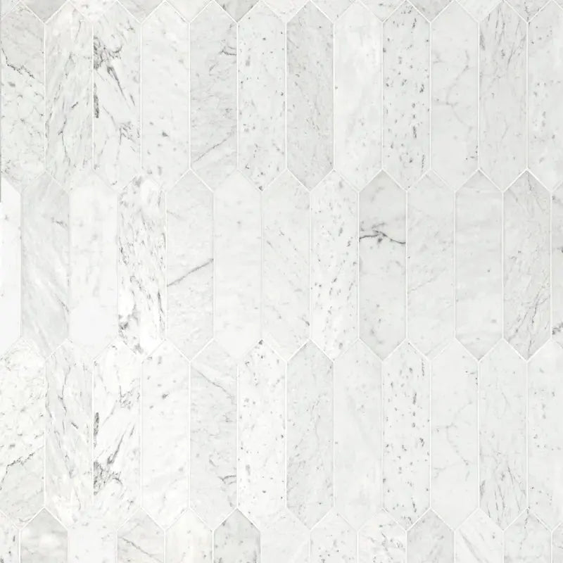 Carrara White Picket 10.63" X 12" Honed Marble Mosaic Tile