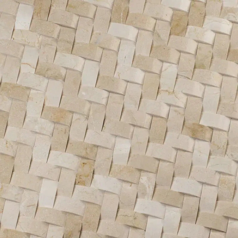 Crema Arched Herringbone 12" X 12" Polished Marble Wall Tile